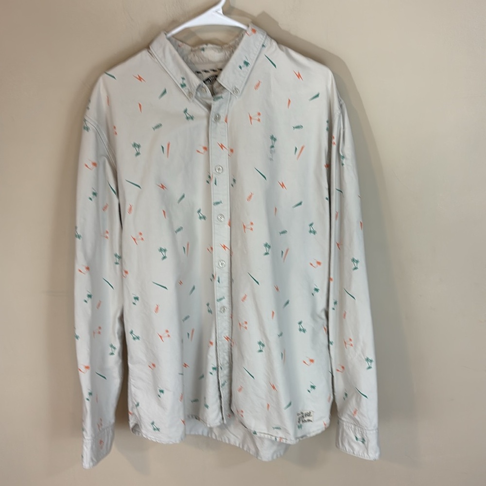 Vans Off The Wall Cotton Palm Tree Tropical Beach Long Sleeve Shirt Size XL